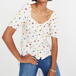 Madewell smocked floral button up blouse. Size S